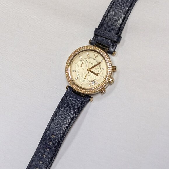 MICHAEL KORS MK2280 Navy and Gold Stainless Steel Women's Chronograph - Picture 1 of 9